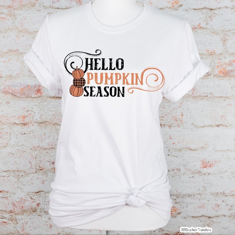 Hello pumpkin season dtf heat transfer